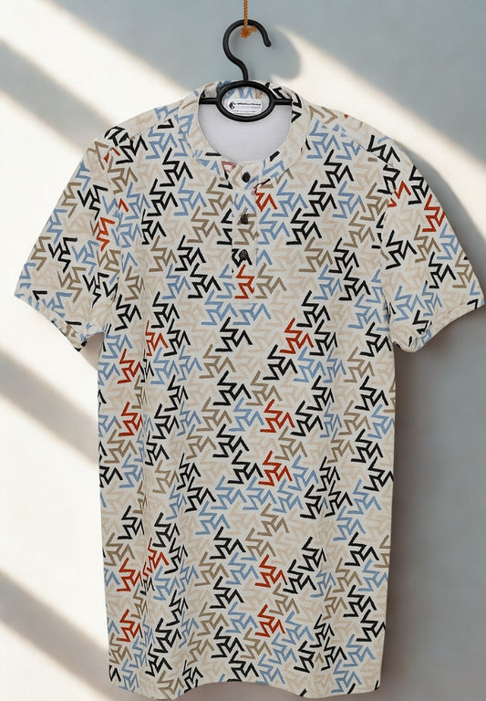 Men’s Premium Waffle Knit T-Shirt – Multi Color Abstract Print