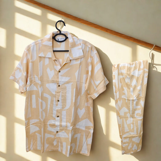 Co-Ord Set - Pastel Peach with White Print