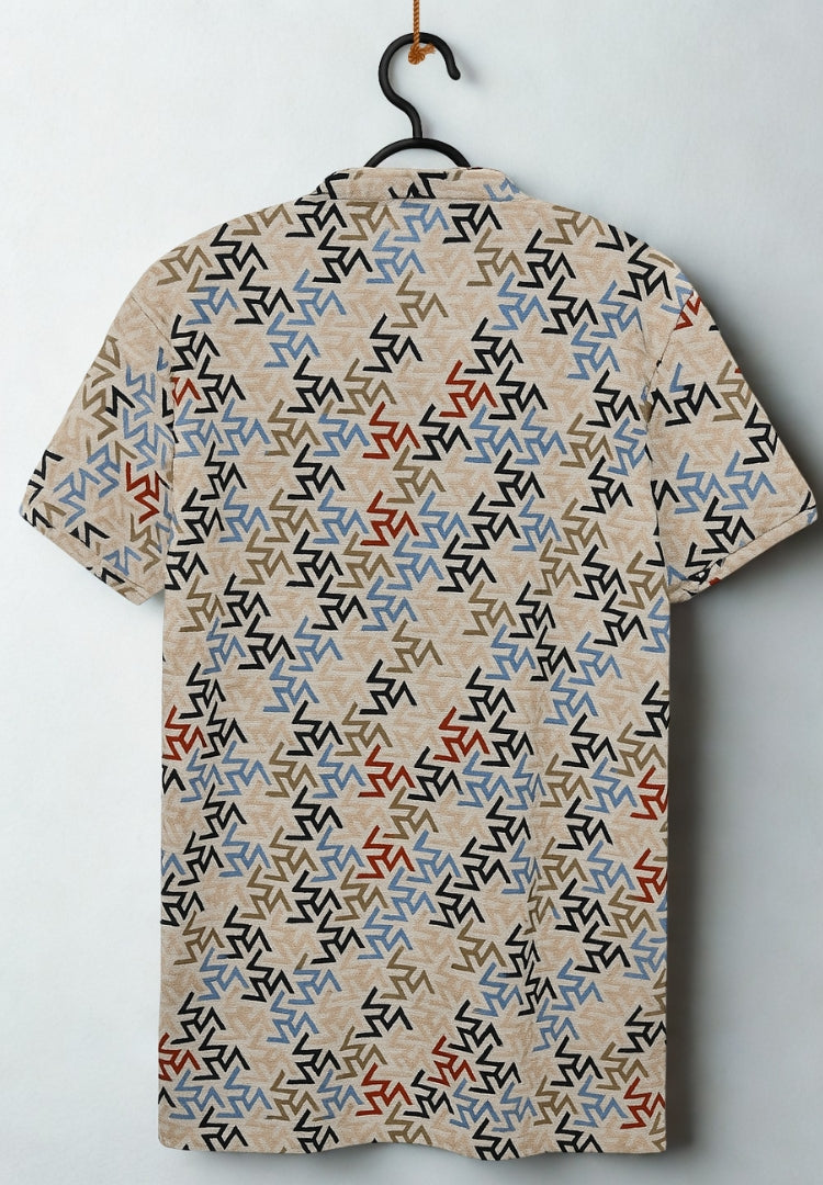 Men’s Premium Waffle Knit T-Shirt – Multi Color Abstract Print