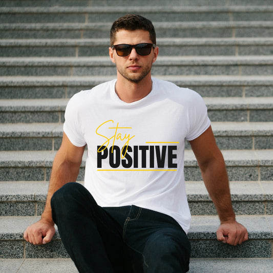 White T-Shirt With Be Positive Printed