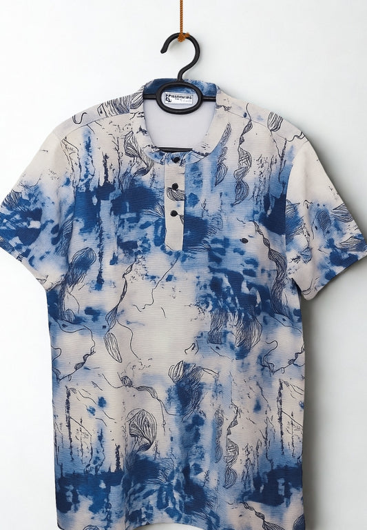 Men’s Premium Waffle Knit T-Shirt – Blue & Black