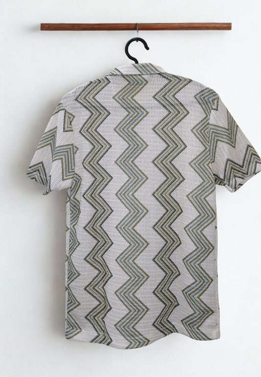 Men’s Multi-Color Zig Zag Knit Polo T-Shirt