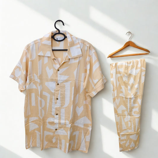 Co-Ord Set - Pastel Peach with White Print