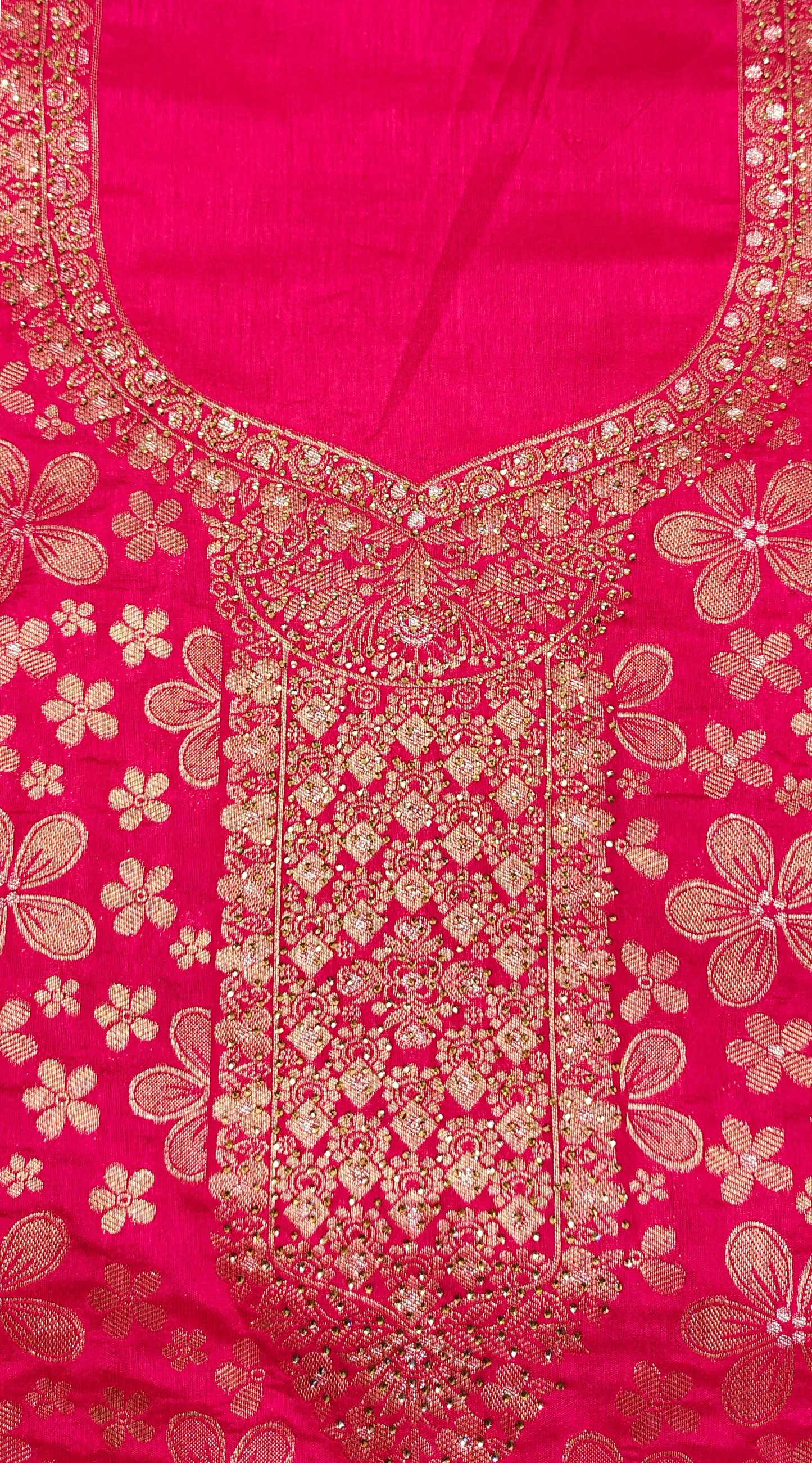 Vivid Pink Luxurious Brocade Silk Ladies Suit Fabric – Unstitched