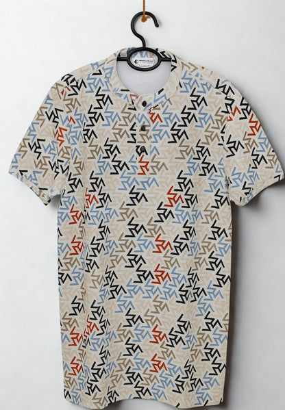 Men’s Premium Waffle Knit T-Shirt – Multi Color Abstract Print