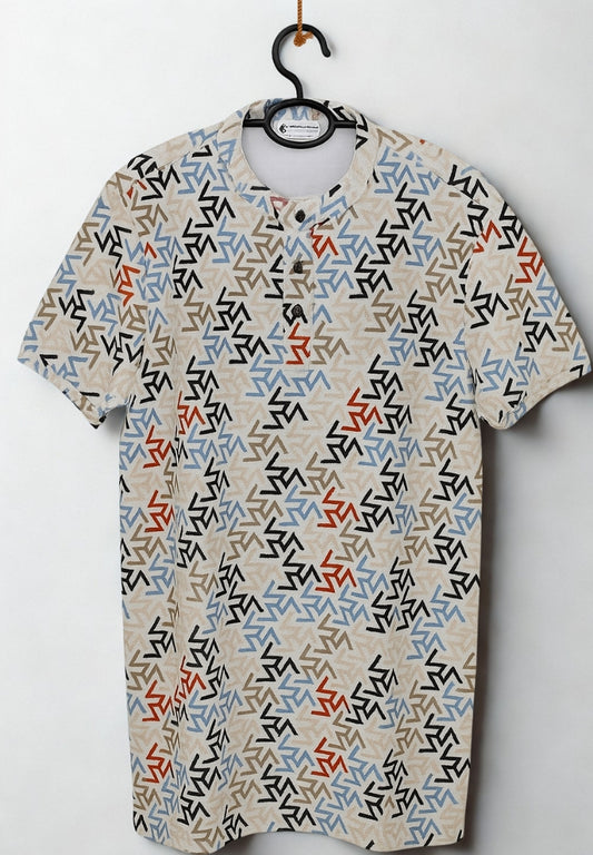 Men’s Premium Waffle Knit T-Shirt – Multi Color Abstract Print