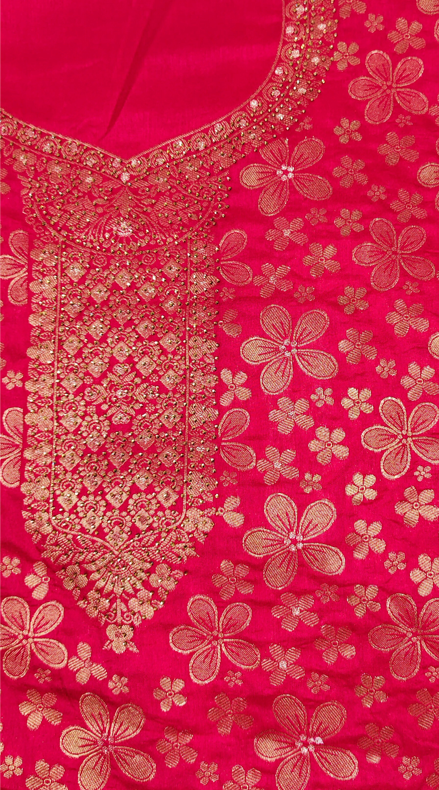 Vivid Pink Luxurious Brocade Silk Ladies Suit Fabric – Unstitched