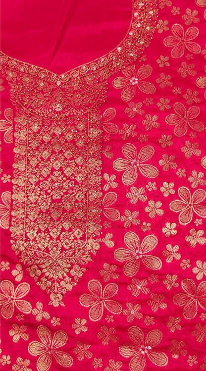 Vivid Pink Luxurious Brocade Silk Ladies Suit Fabric – Unstitched