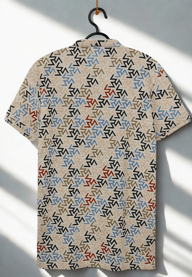 Men’s Premium Waffle Knit T-Shirt – Multi Color Abstract Print
