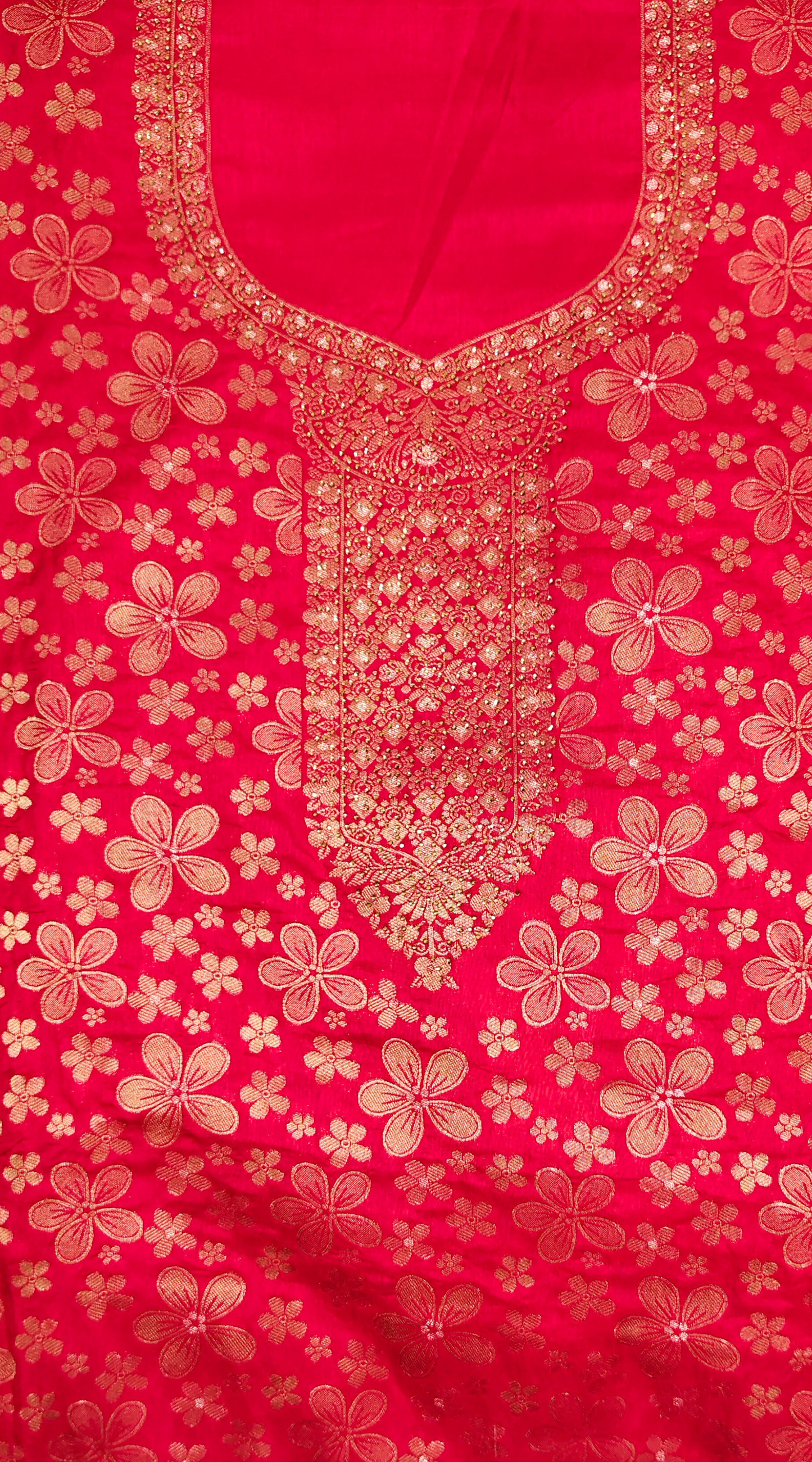 Vivid Pink Luxurious Brocade Silk Ladies Suit Fabric – Unstitched