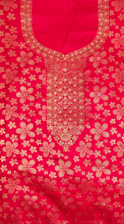 Vivid Pink Luxurious Brocade Silk Ladies Suit Fabric – Unstitched