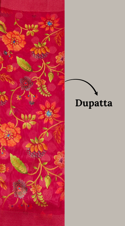 Vivid Pink Luxurious Brocade Silk Ladies Suit Fabric – Unstitched