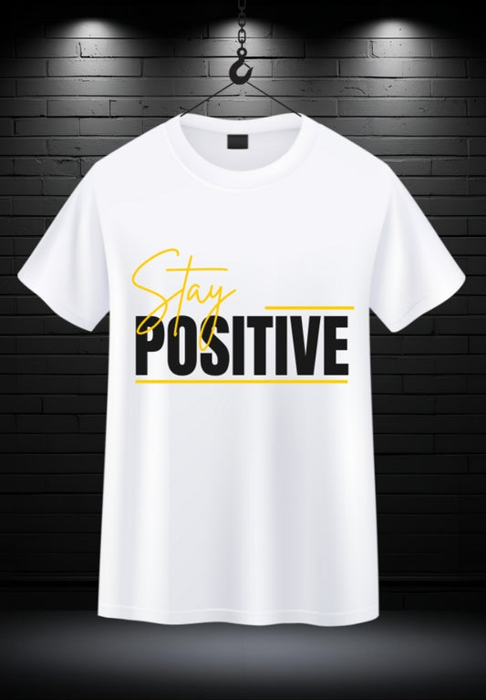 White T-Shirt With Be Positive Printed
