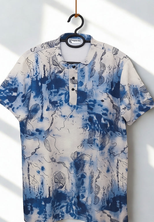 Men’s Premium Waffle Knit T-Shirt – Blue & Black