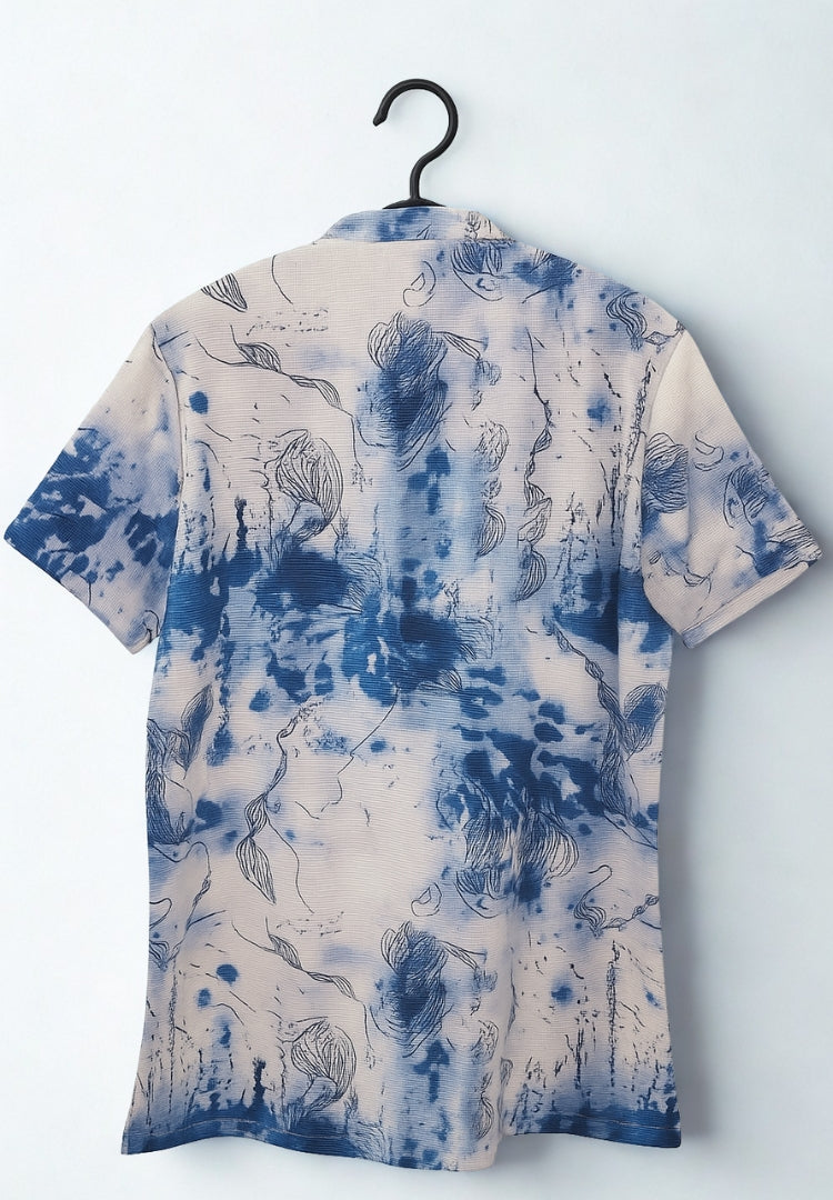 Men’s Premium Waffle Knit T-Shirt – Blue & Black