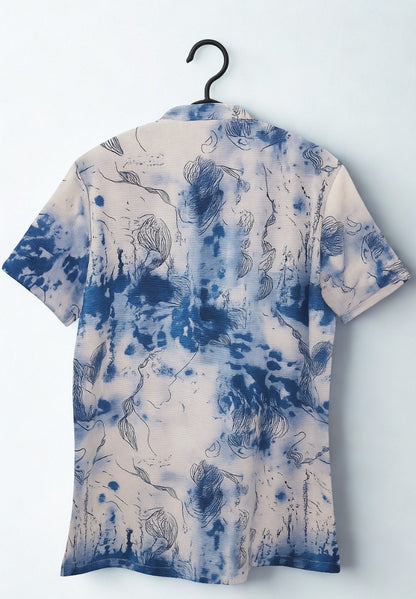 Men’s Premium Waffle Knit T-Shirt – Blue & Black