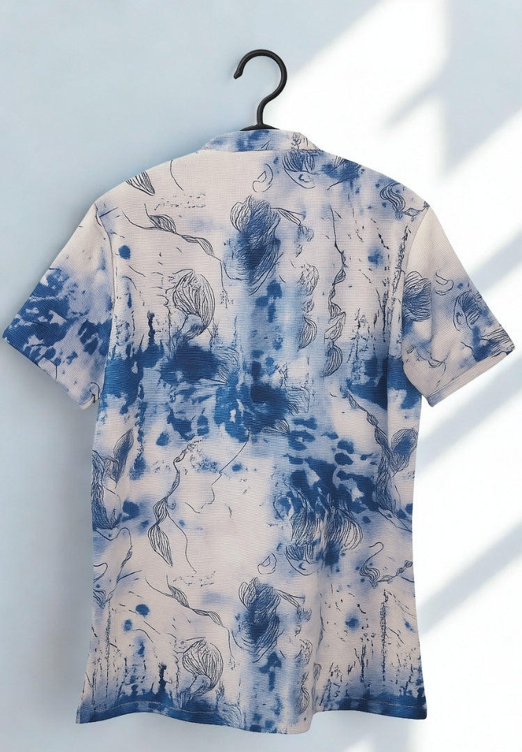 Men’s Premium Waffle Knit T-Shirt – Blue & Black