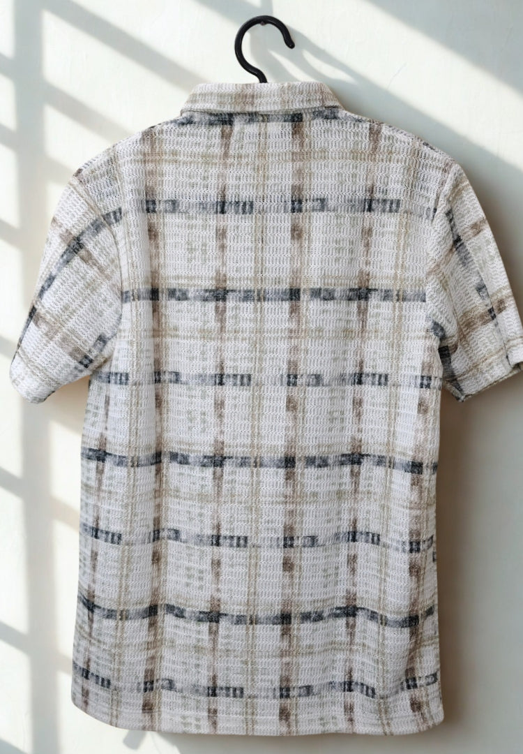 Men’s Zig-Zag Knit Polo T-Shirt- Brown & Green