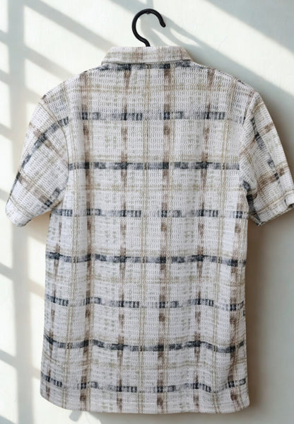 Men’s Zig-Zag Knit Polo T-Shirt- Brown & Green