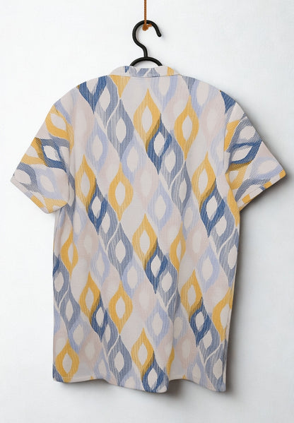 Men’s Premium Waffle Knit Printed T-Shirt – Multi Color Geometric Pattern