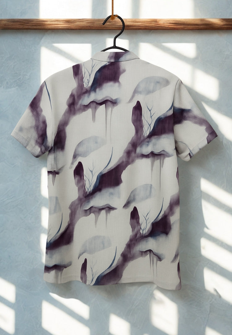 Men’s Premium Waffle Knit T-Shirt – Abstract Purple Print