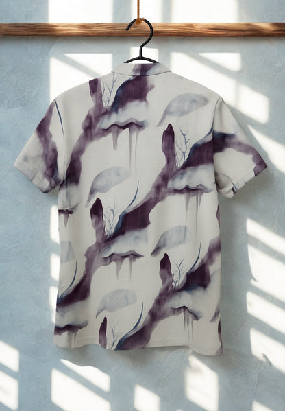 Men’s Premium Waffle Knit T-Shirt – Abstract Purple Print