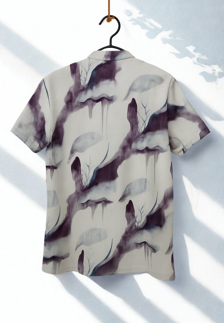 Men’s Premium Waffle Knit T-Shirt – Abstract Purple Print