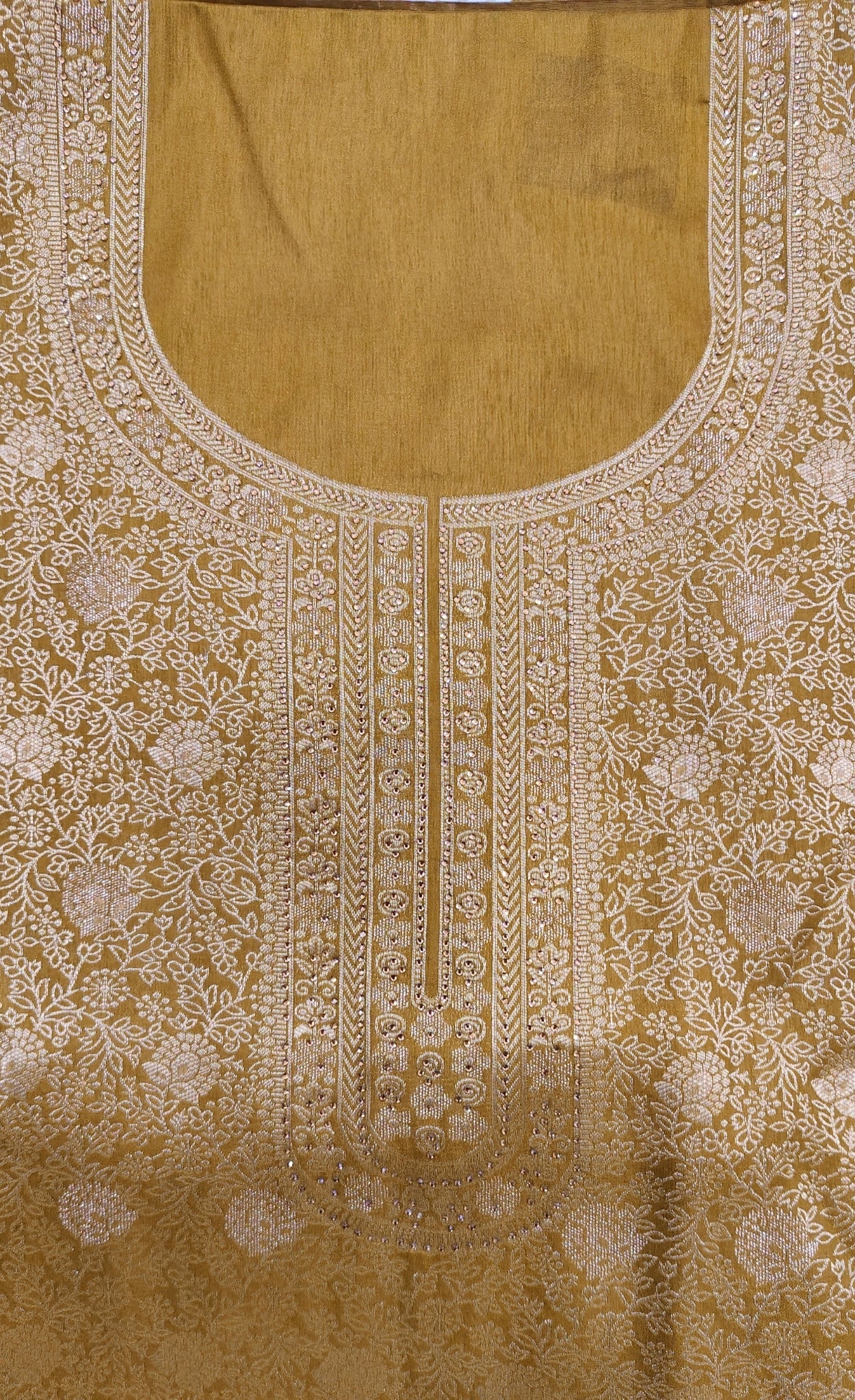 Brown-Grey Luxurious Brocade Silk Ladies Suit Fabric – Unstitched