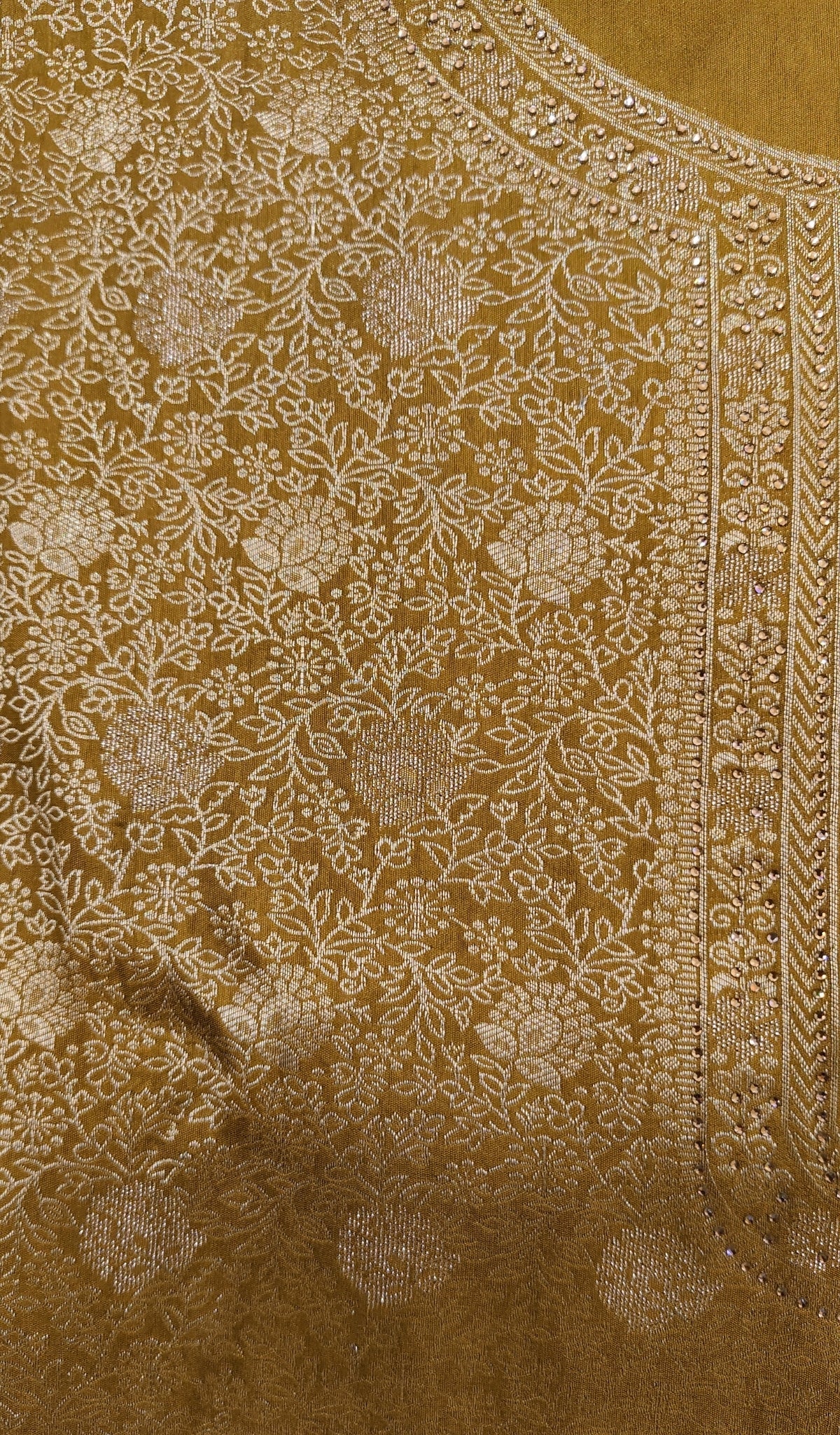 Brown-Grey Luxurious Brocade Silk Ladies Suit Fabric – Unstitched