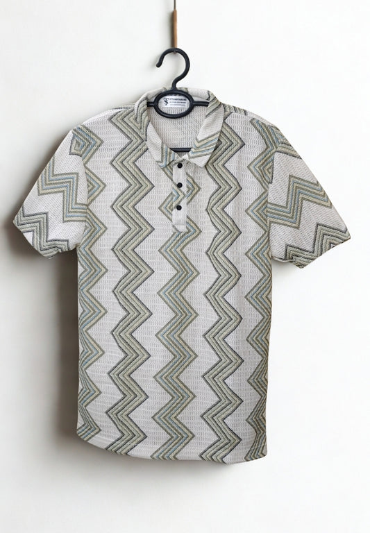Men’s Multi-Color Zig Zag Knit Polo T-Shirt